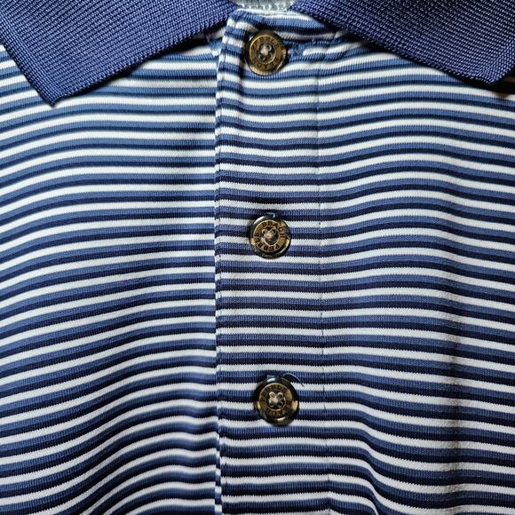 Pebble Beach Performance Golf Golfing Striped Blue White Polo Shirt Mens XL EUC - Picture 3 of 13
